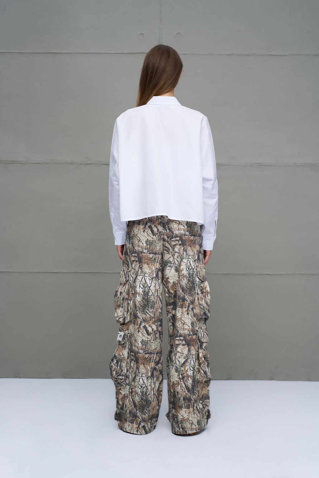 Pantalón Cargo de Gabardina con Botones a Presión Beige