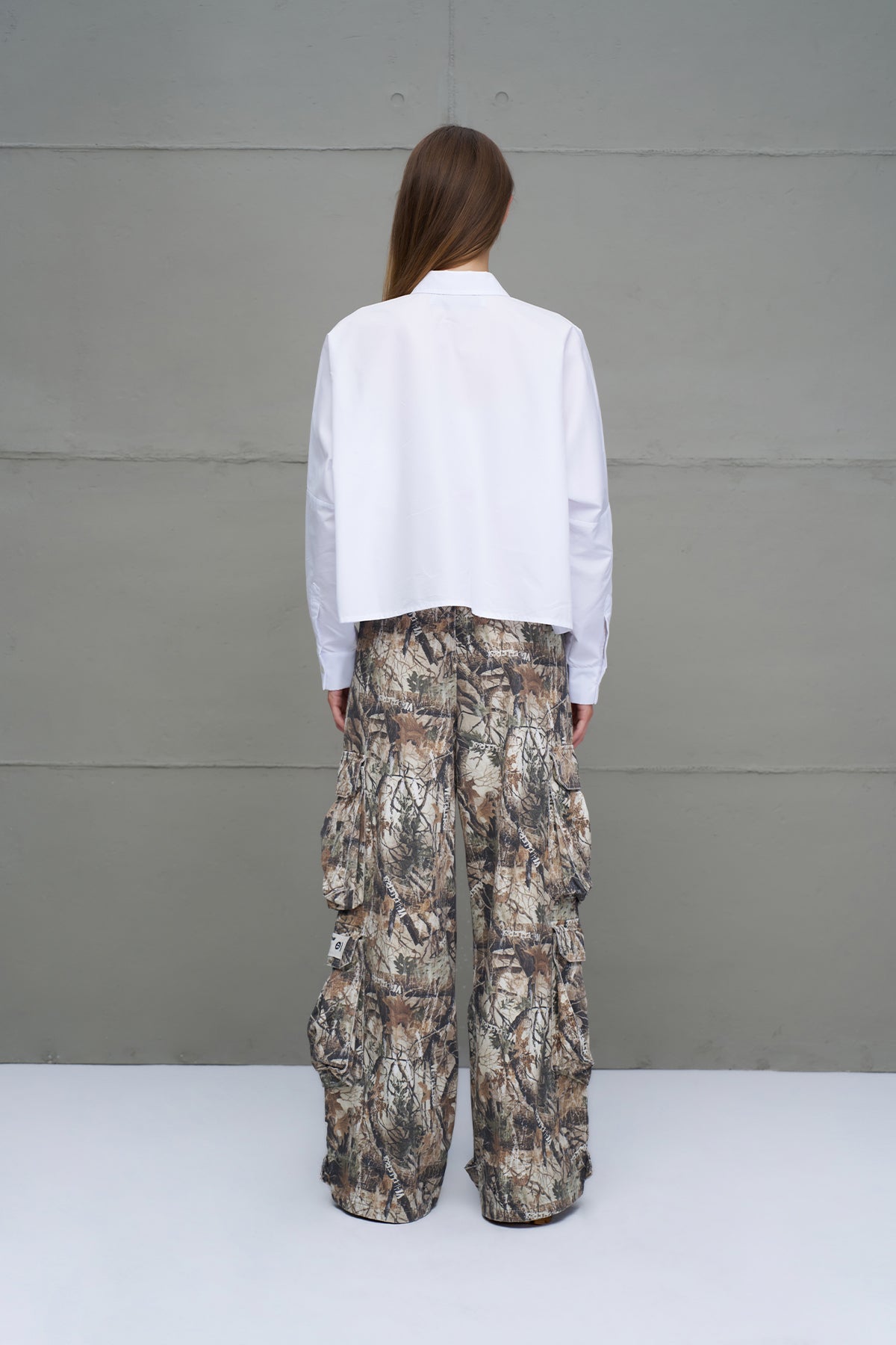 Pantalón Cargo de Gabardina con Botones a Presión Beige