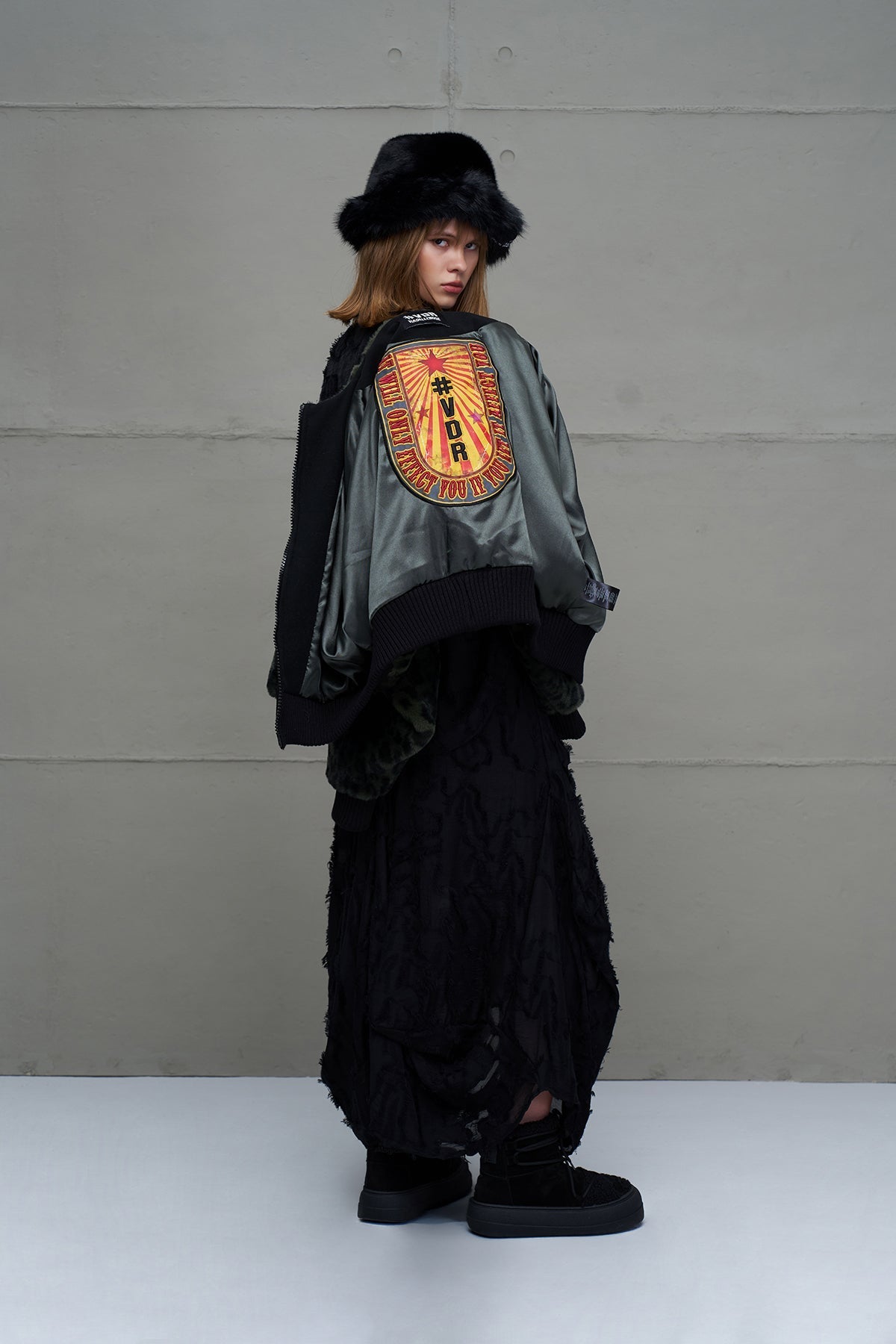 Green and Black Leopard Print Oversized Bomber Jacket