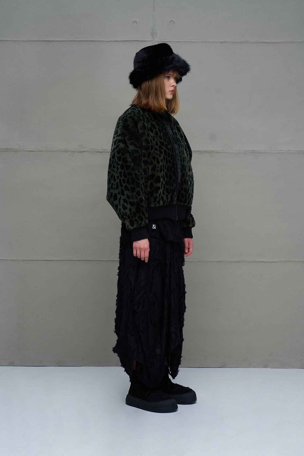 Green and Black Leopard Print Oversized Bomber Jacket