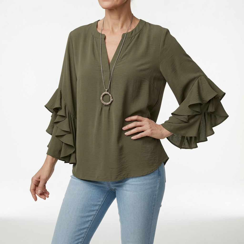 Mélorisse | Blusa Fluida con Mangas de Volantes