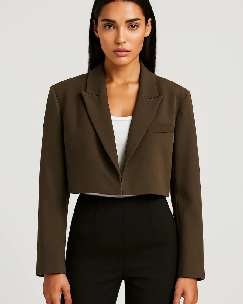 Yolanda | Blazer entallado, abierto, cuello con solapas, mangas largas, elegante