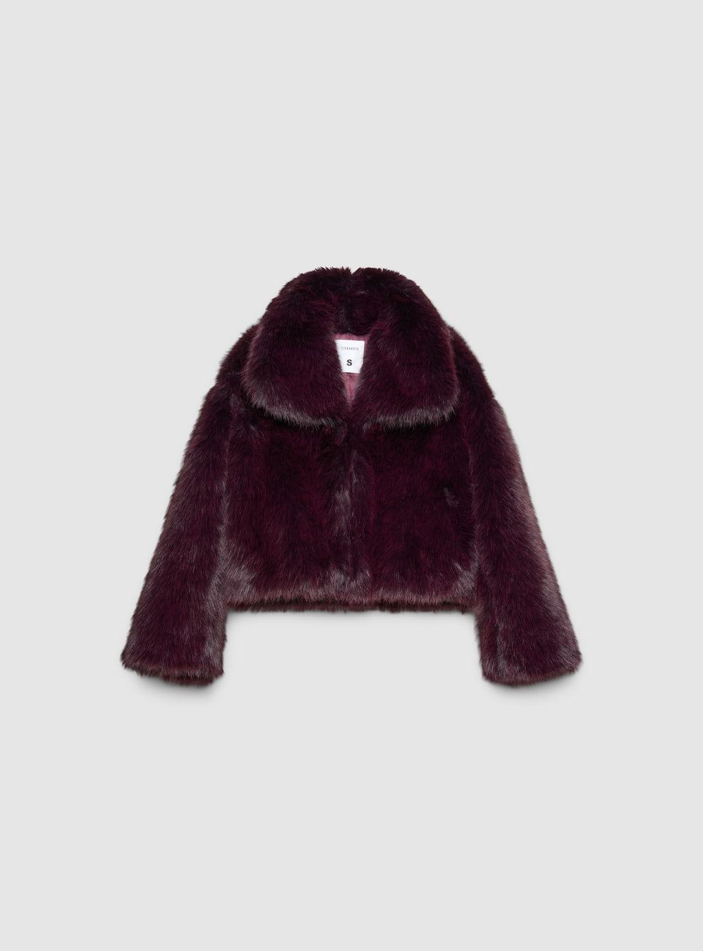 Chaqueta Corta con Cuello Efecto Pelo Largo Vino