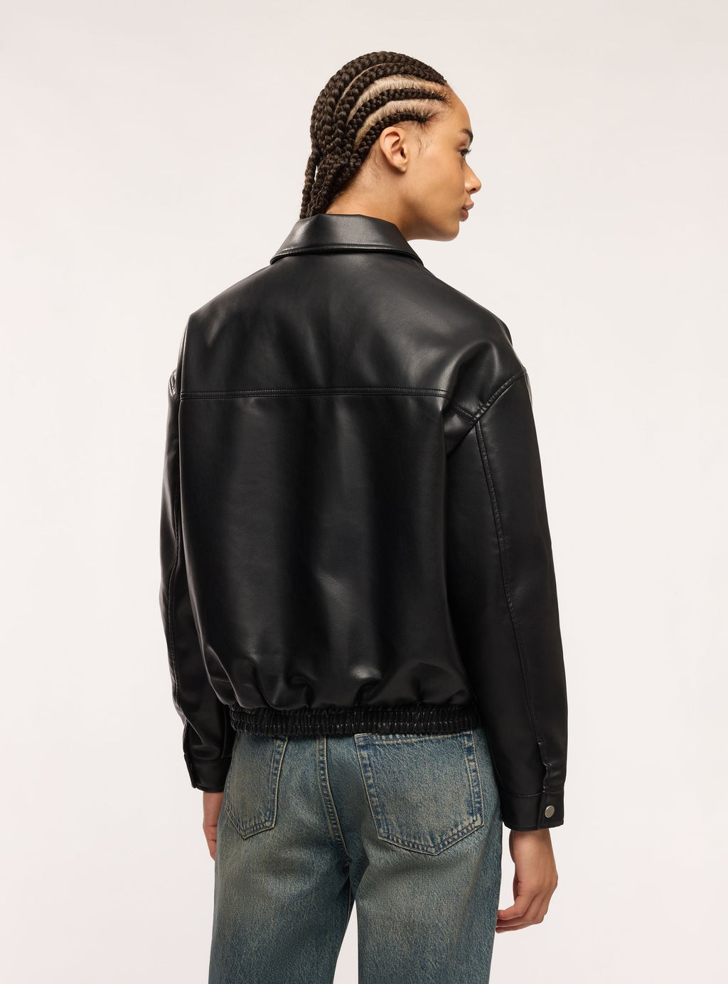 Faux leather bomber jacket