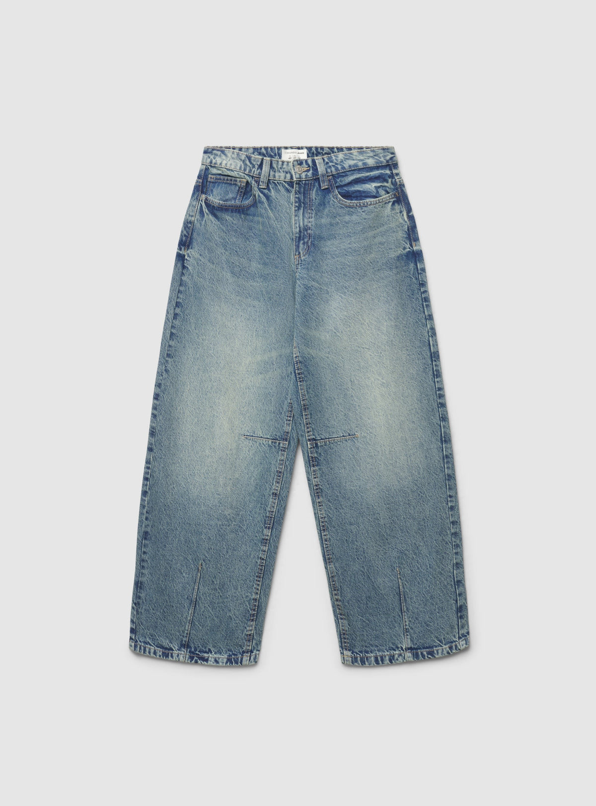 Barrel Jeans with Back Buckle Medium Denim Blue