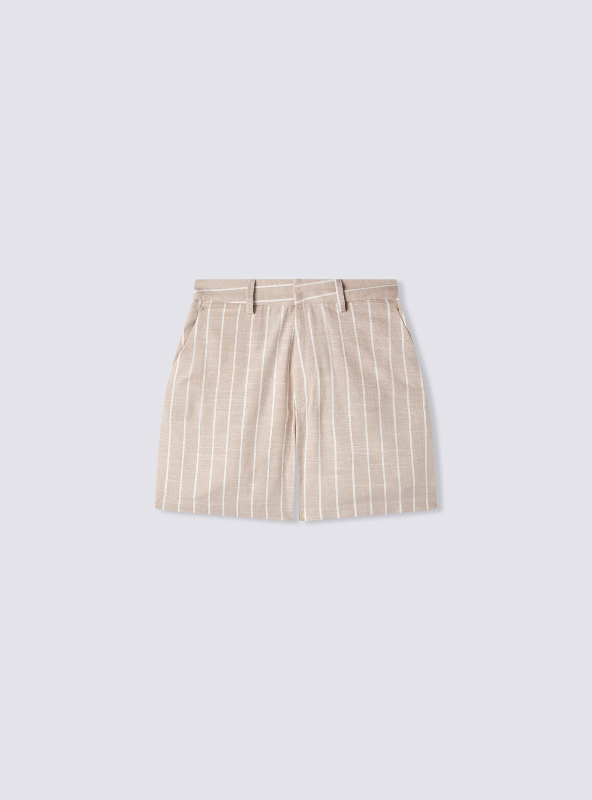 Sand Linen Blend Striped Bermuda Shorts