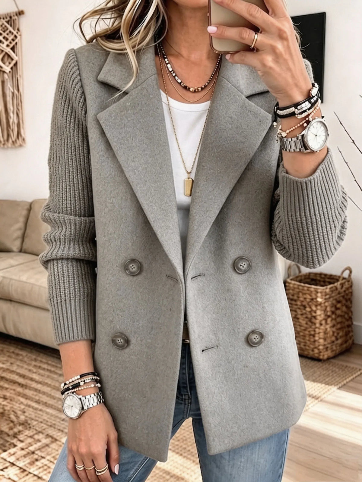 Antonia - Blazer Elegante con Mangas de Punto