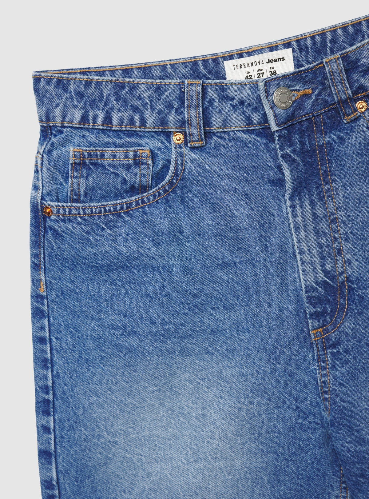 Mid-Blue High-Rise Denim Bermuda Shorts