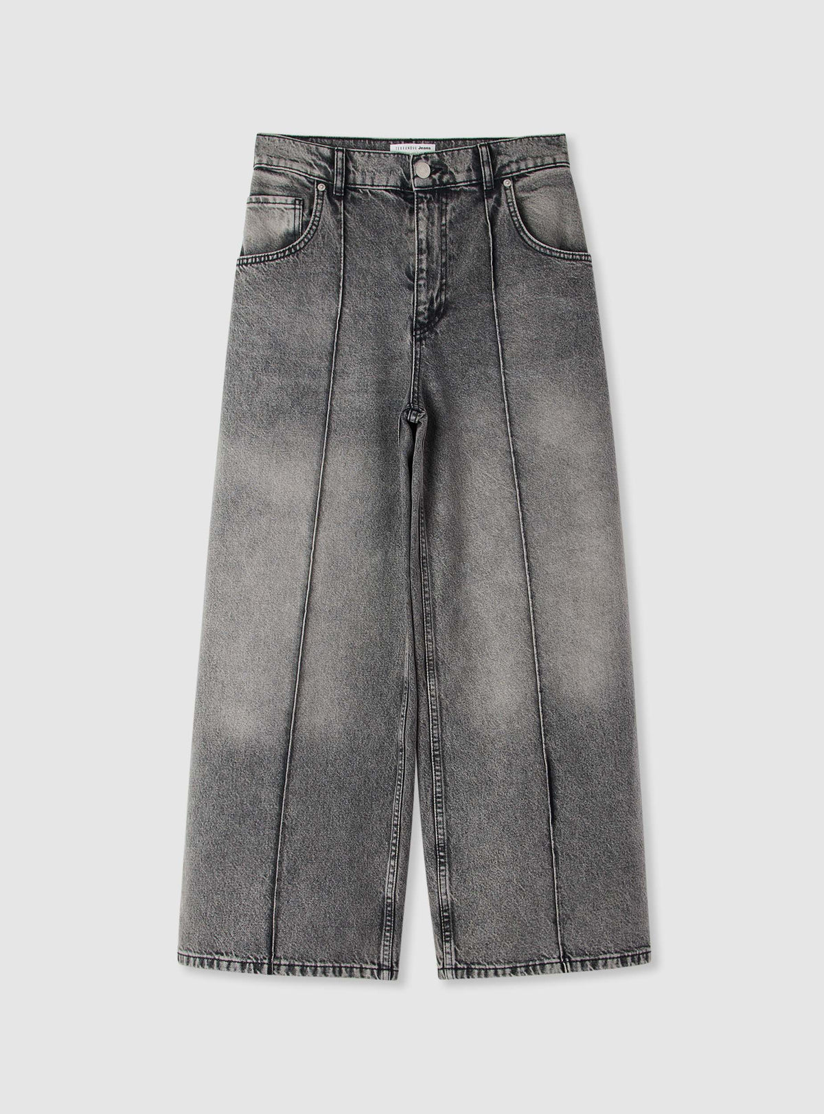 Vaqueros Pierna Ancha con Nervadura Gris Denim
