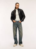 Faux leather bomber jacket