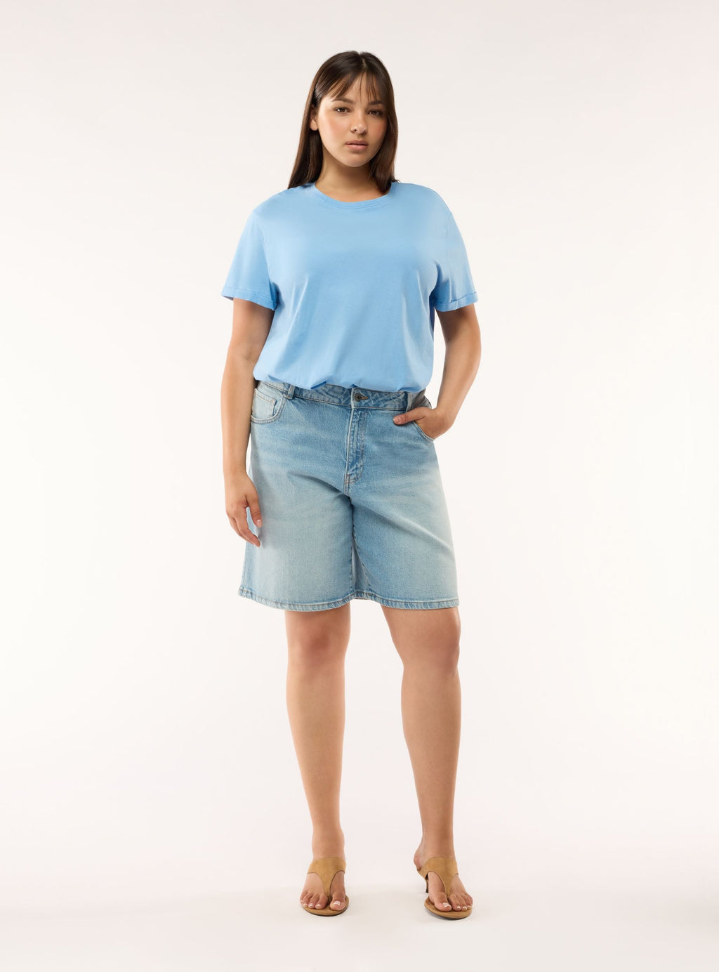 Bermudas Vaqueras Cinco Bolsillos Azul Denim Medio