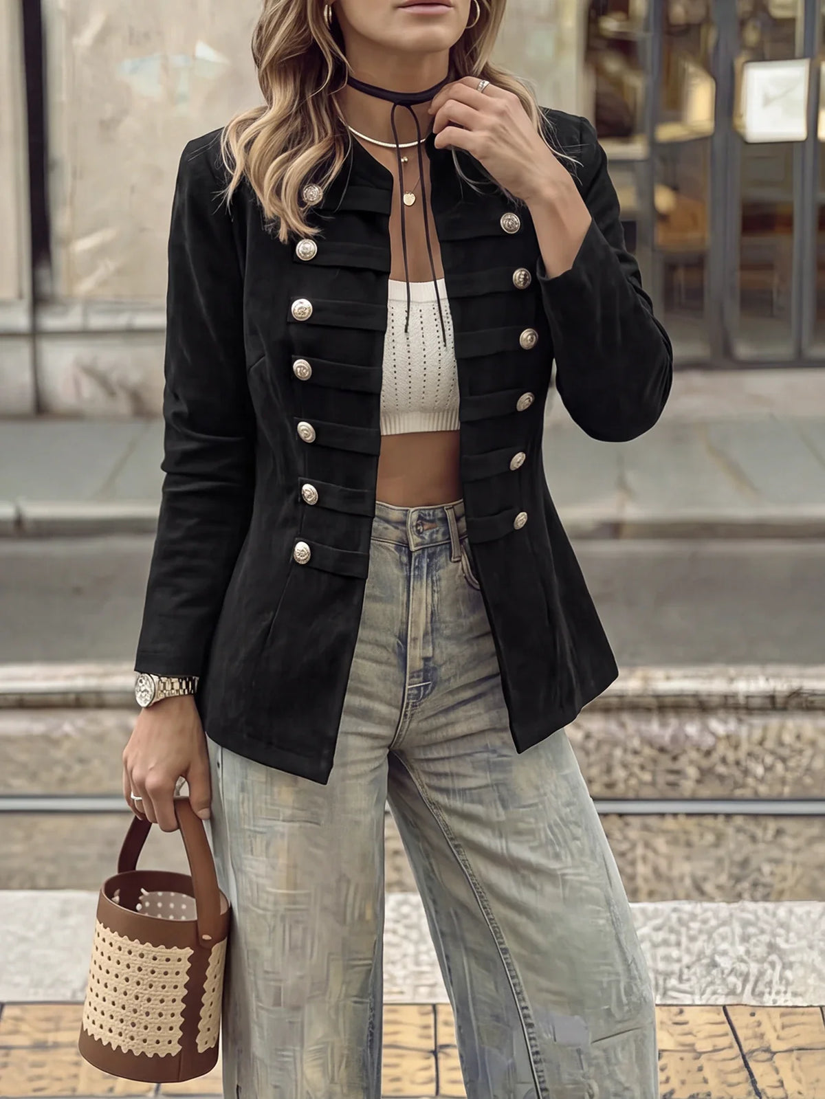 Negro | Blazer casual para mujer, chaqueta de traje negra