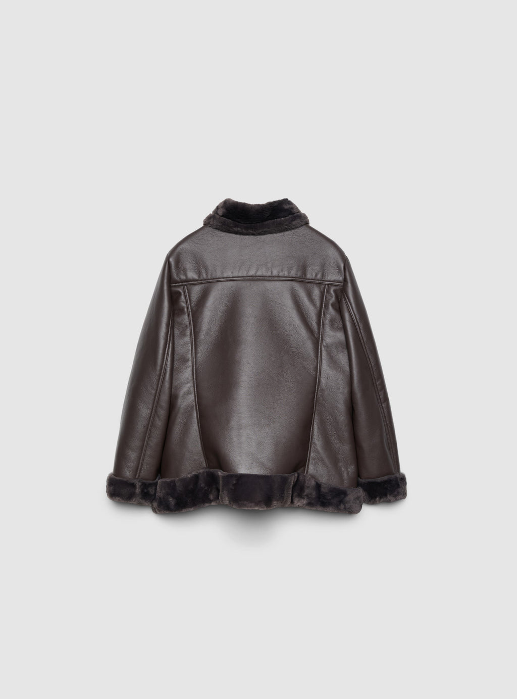 Chaqueta con Cuello Efecto Peluche y Cremallera Cacao