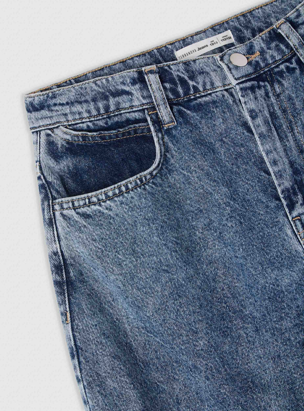 Medium Denim Plain Balloon Jeans