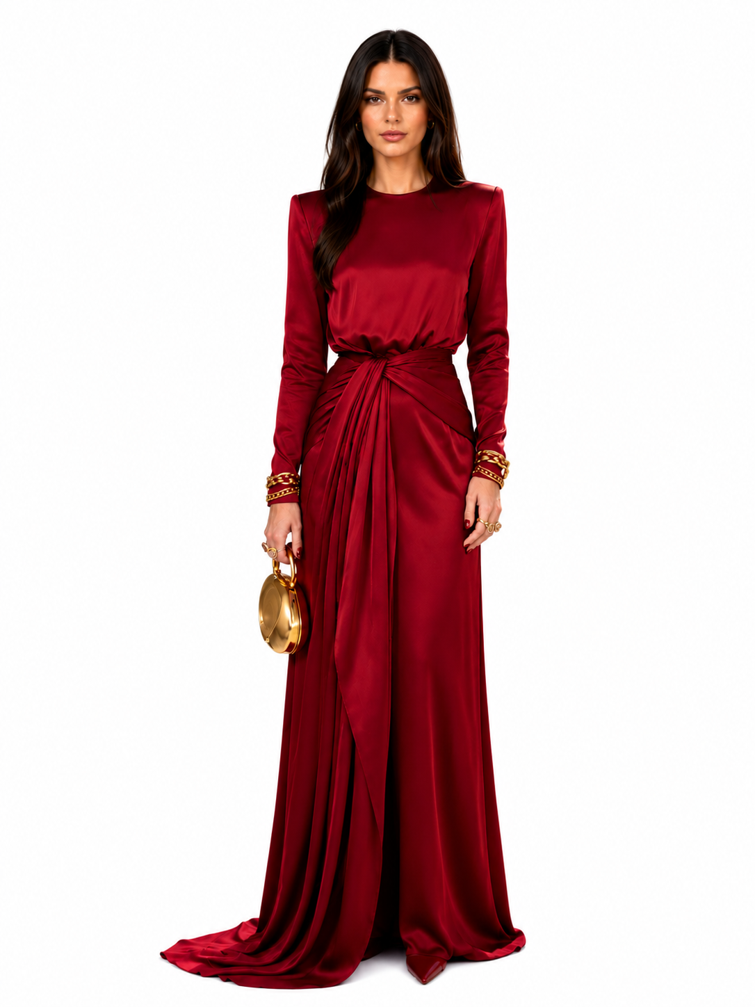 Adela | Elegante Vestido Maxi de Satén Drapeado