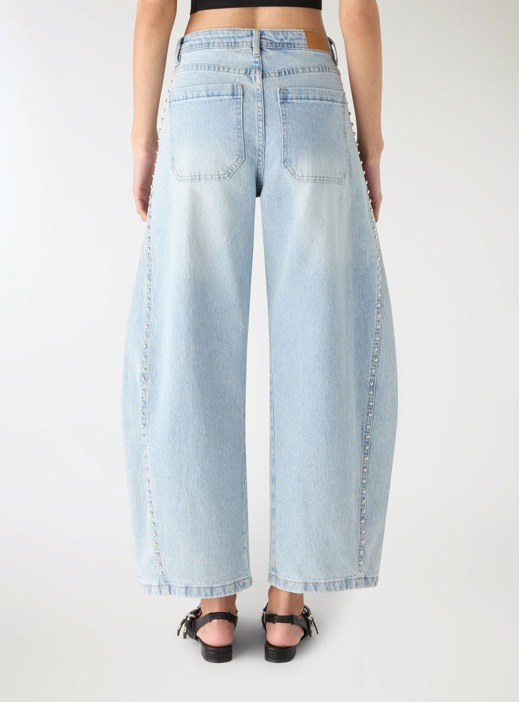 Light Denim Blue Studded Balloon Jeans