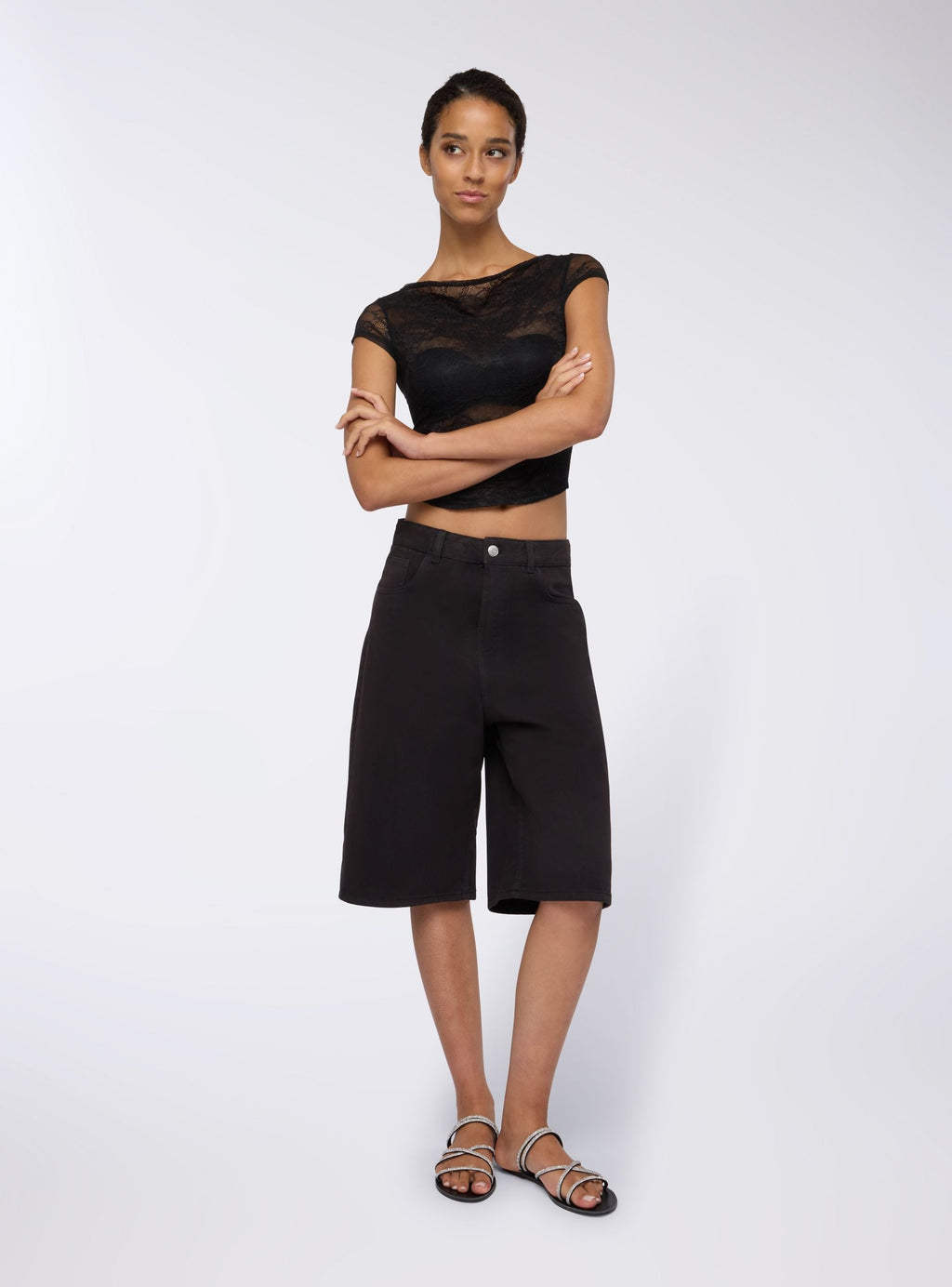 Bermudas Cinco Bolsillos Negro