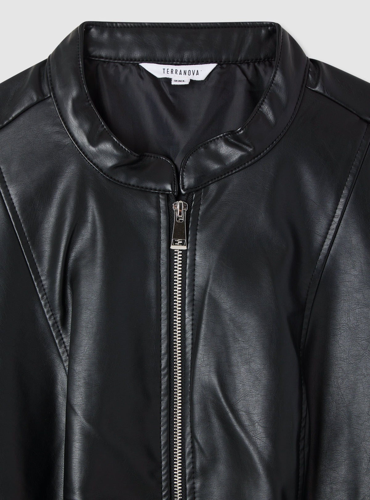 Bomber collo coreano effetto pelle