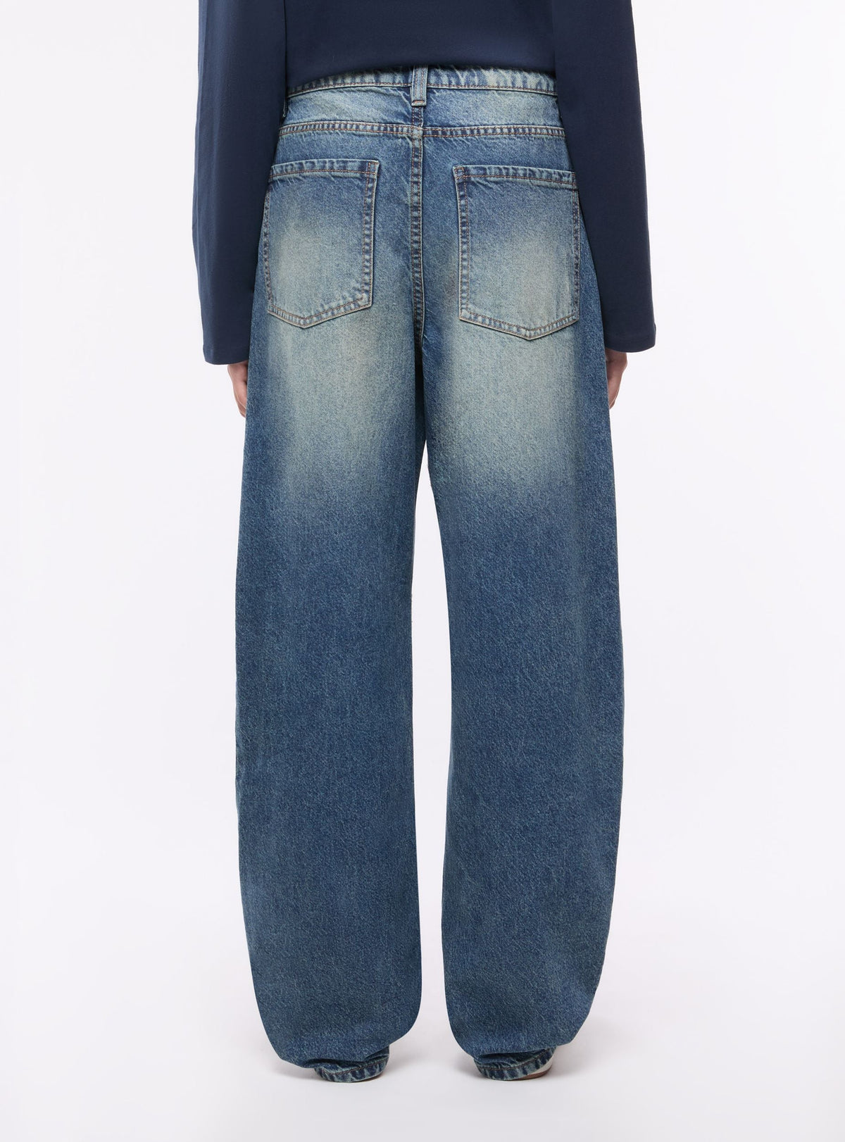 High-Rise Balloon Jeans Medium Blue Denim
