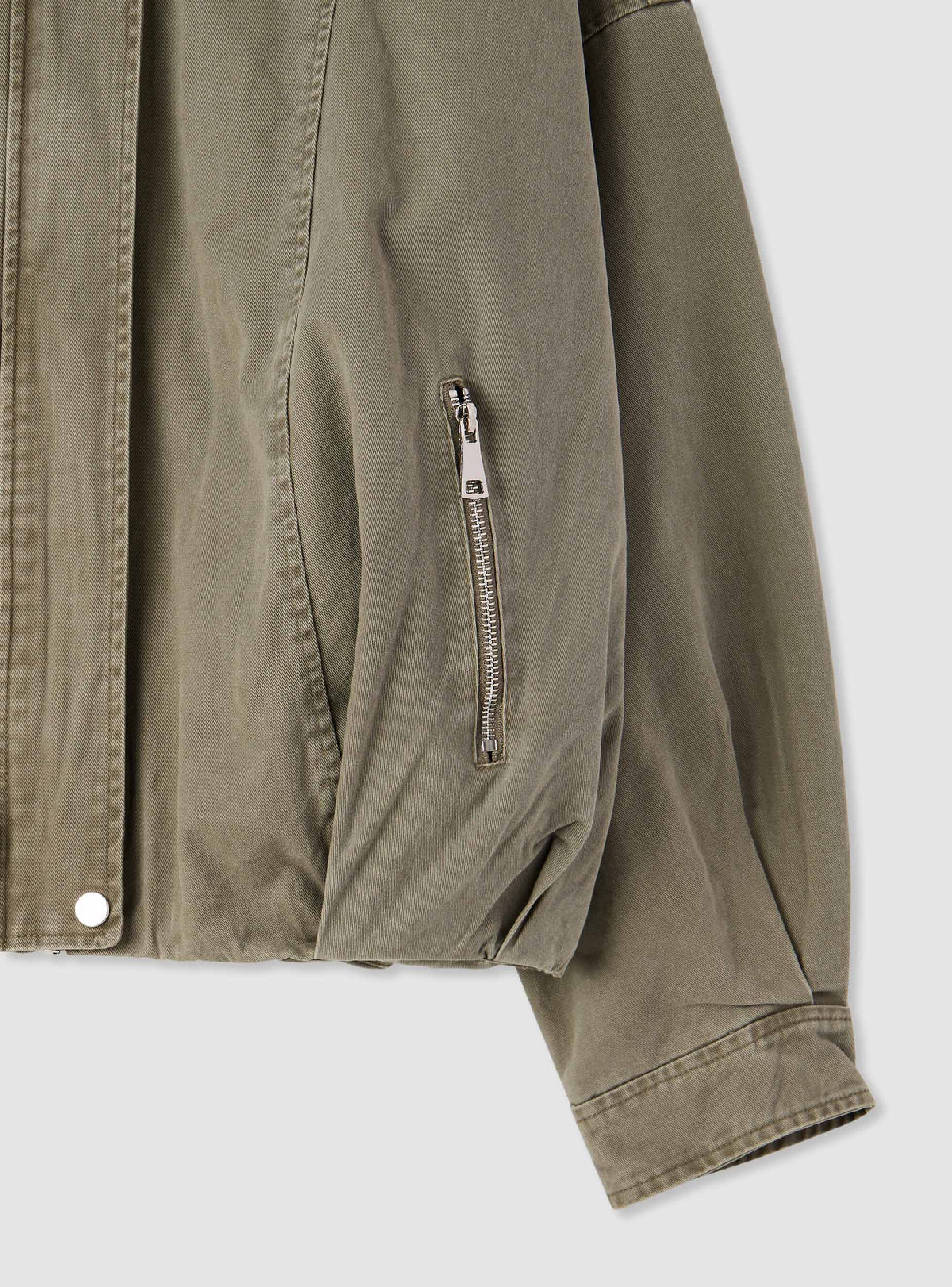 Military Green Mandarin Collar Balloon Jacket