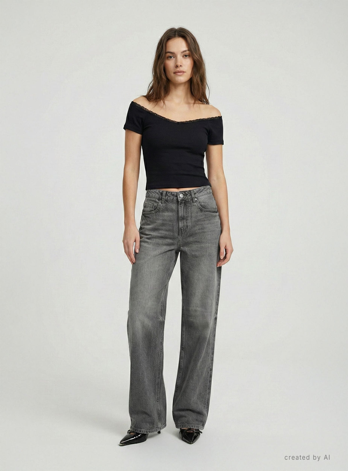 Vaqueros Pierna Ancha Gris Denim