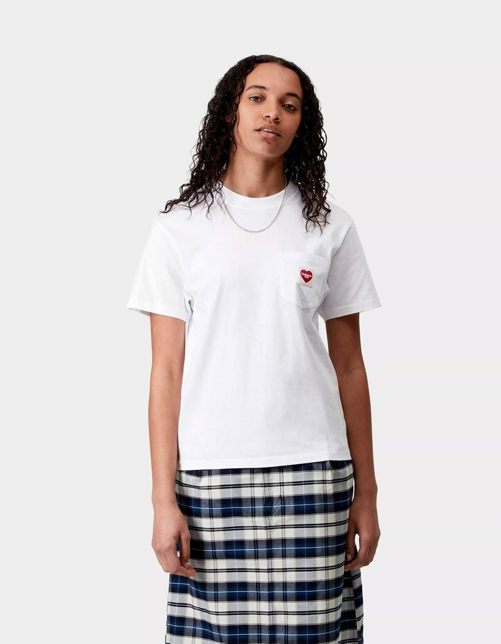 W' CARHARTT WIP POCKET HEART T-Shirt - White / Red