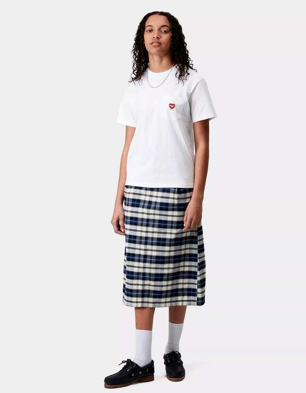 W' CARHARTT WIP POCKET HEART T-Shirt - White / Red