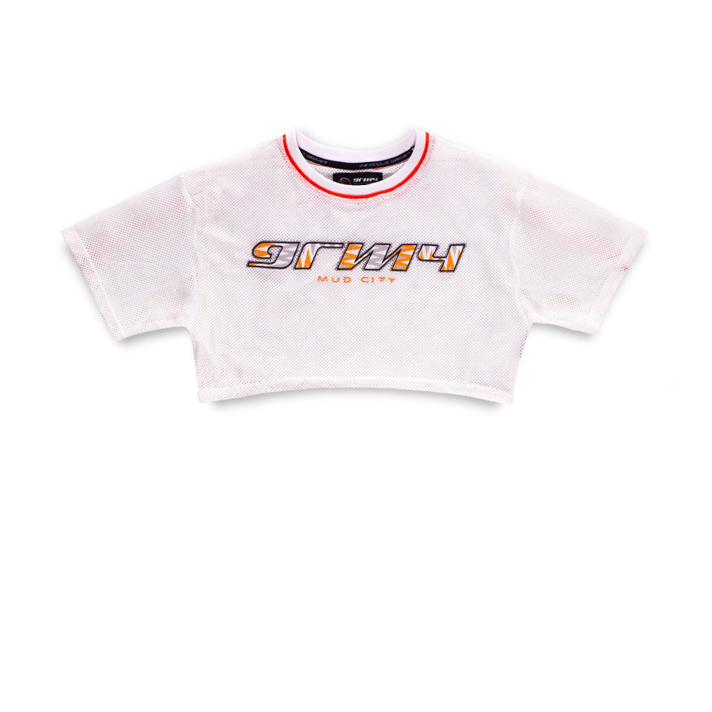 Grimey Girls Acknowledge Ribbed Crop Top White