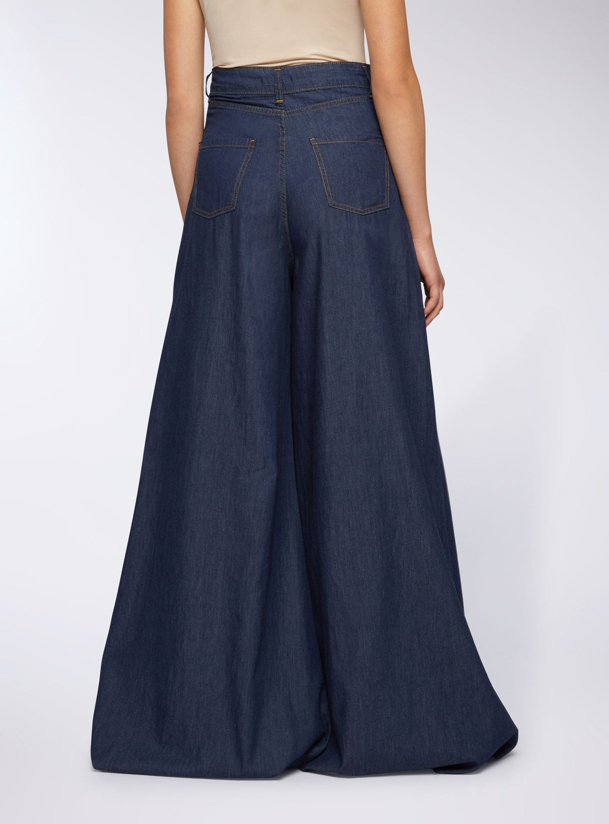 Wide-Leg Chambray Jeans
