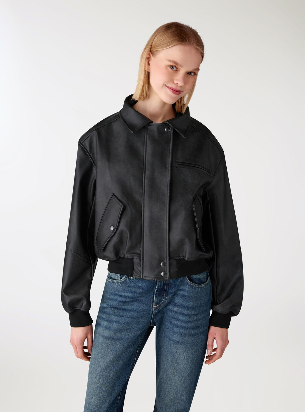 Faux leather trench coat