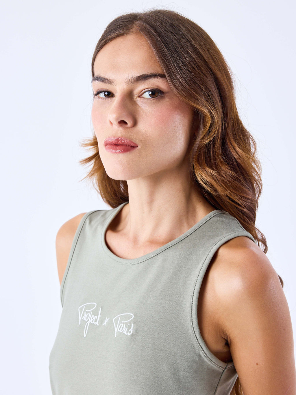 Olive Signature Spaghetti Strap Crop Top