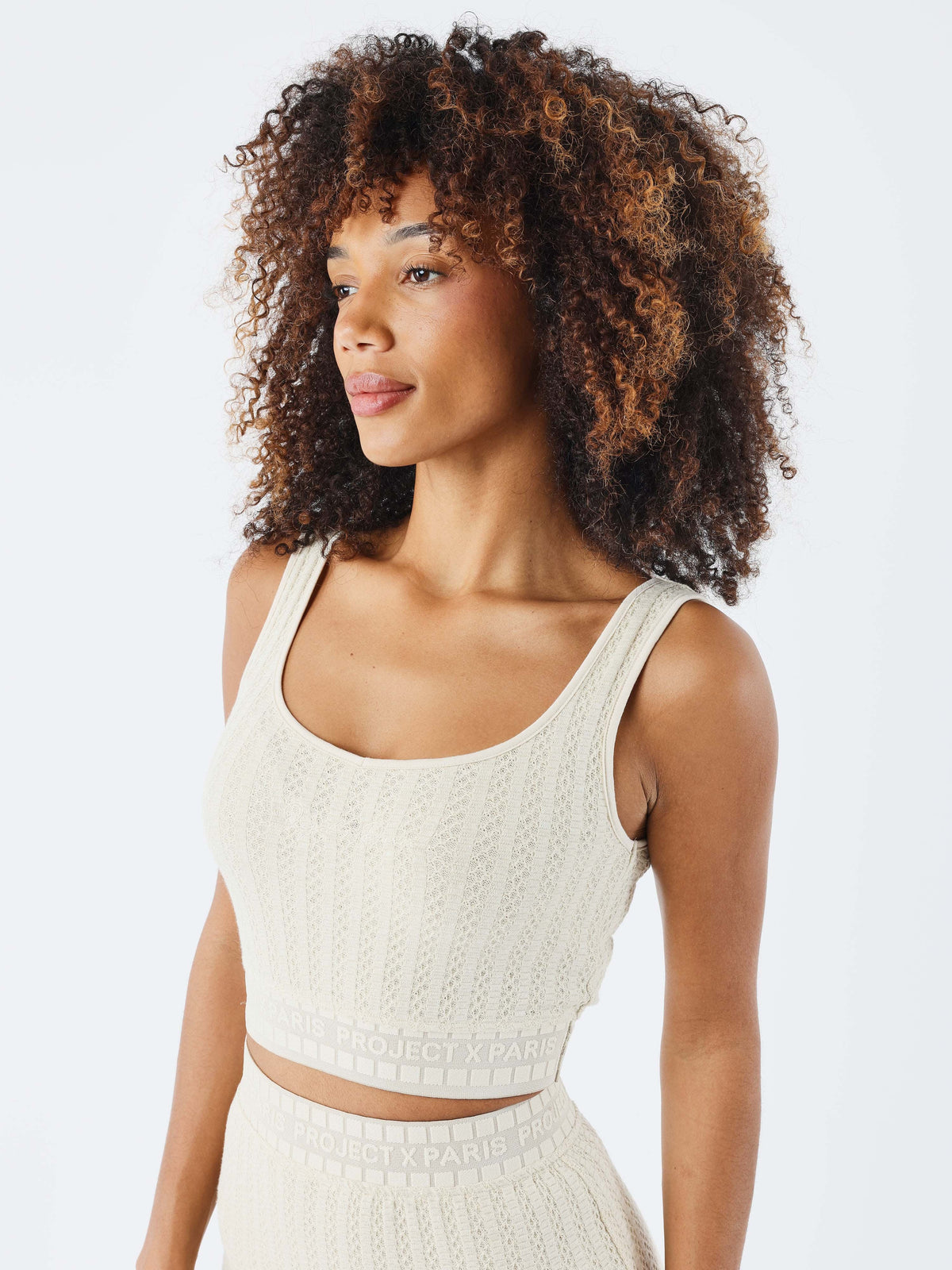 Crop Top de Punto Marfil