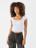 Purple Heathered Butterfly Crop Top