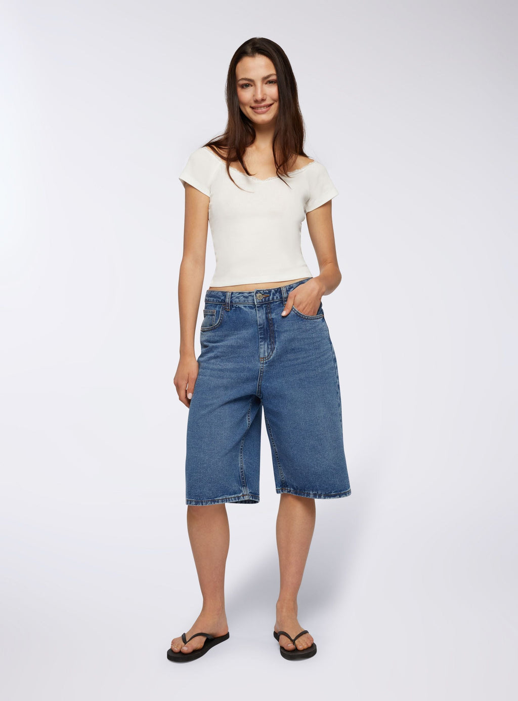 Bermudas Vaqueras Azul Denim Medio
