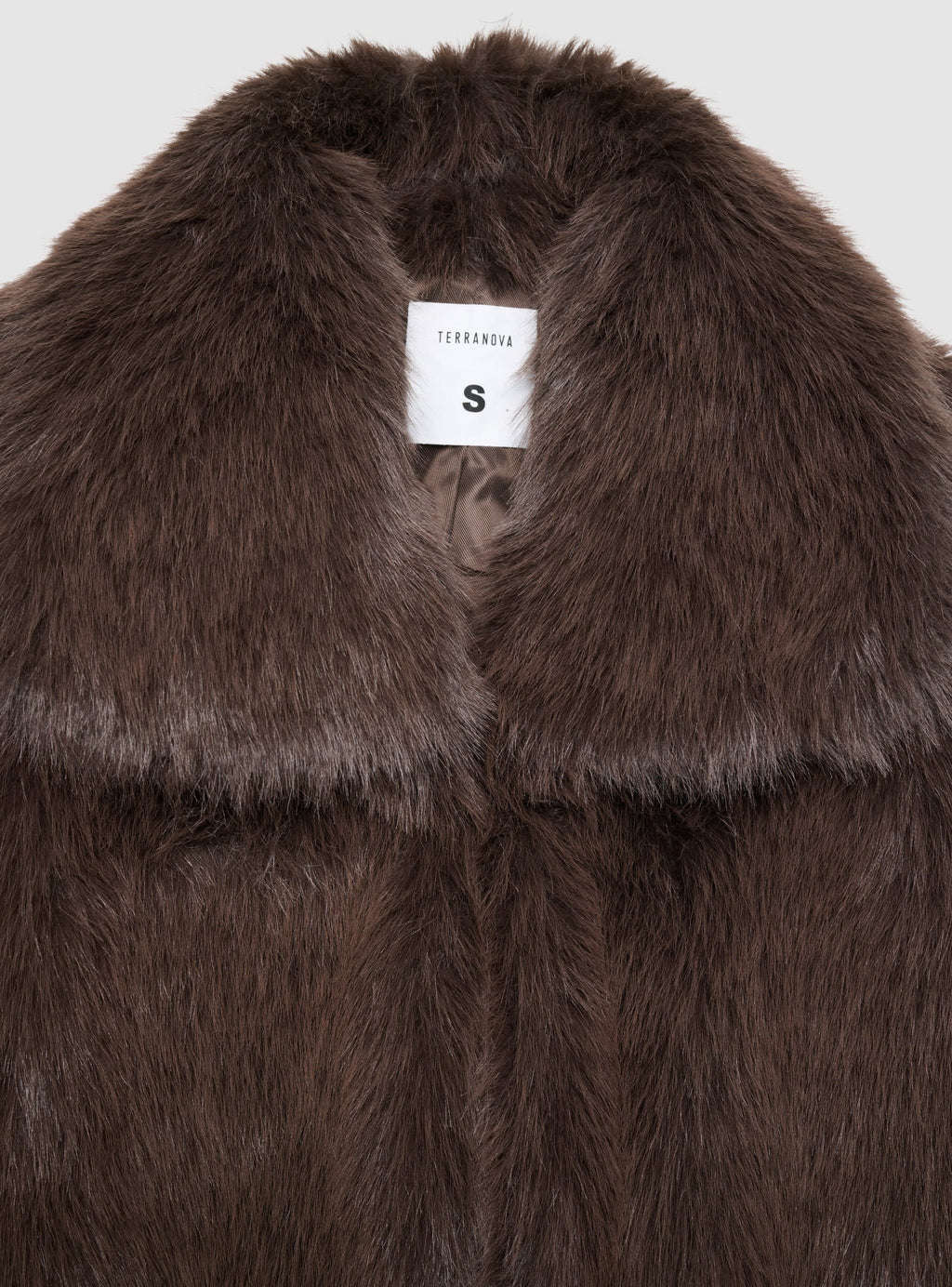 Chaqueta Corta con Cuello Efecto Pelo Largo Cacao