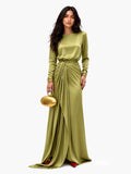 Adela | Elegante Vestido Maxi de Satén Drapeado