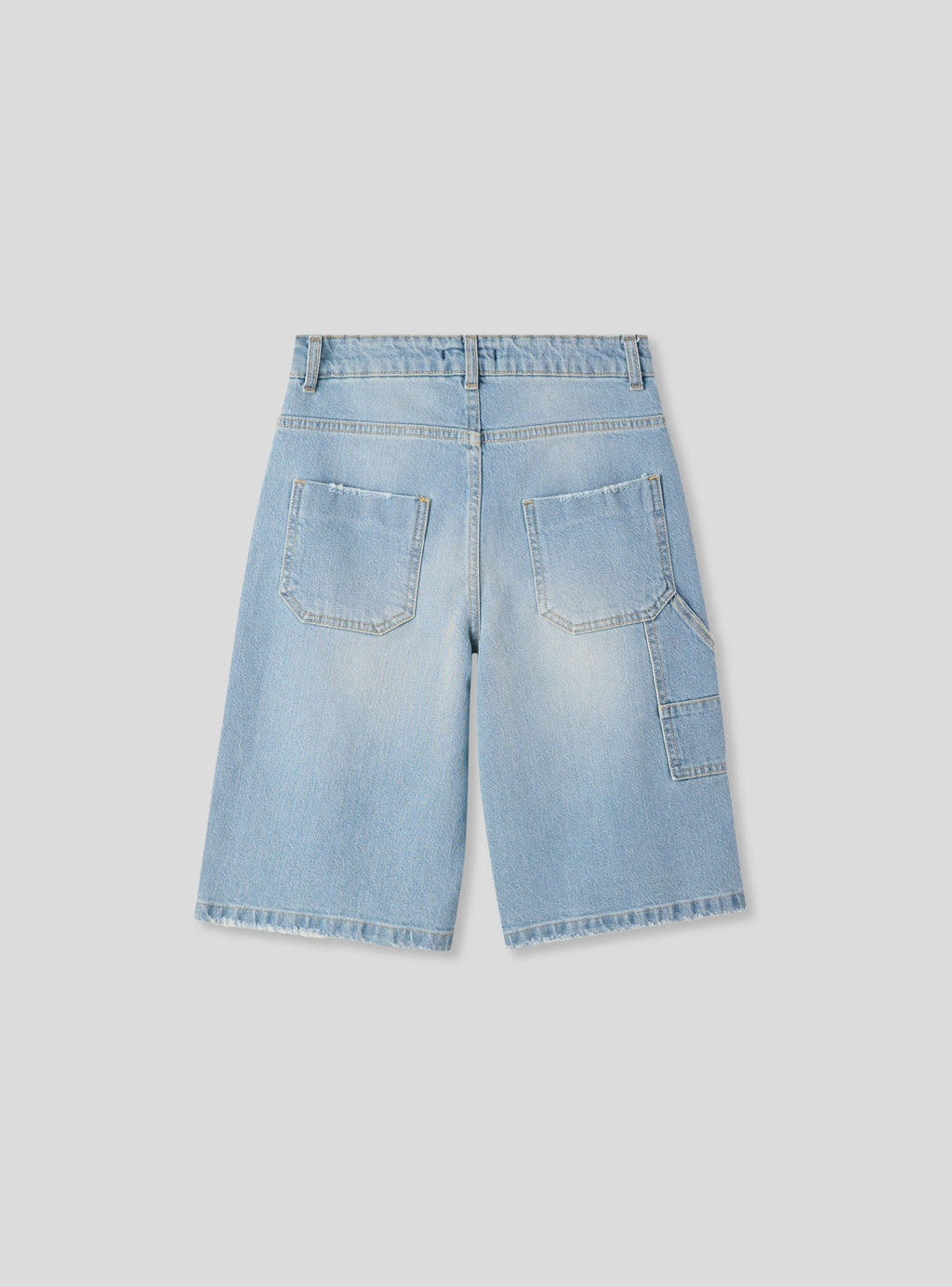 Light Wash Distressed Carpenter Denim Shorts
