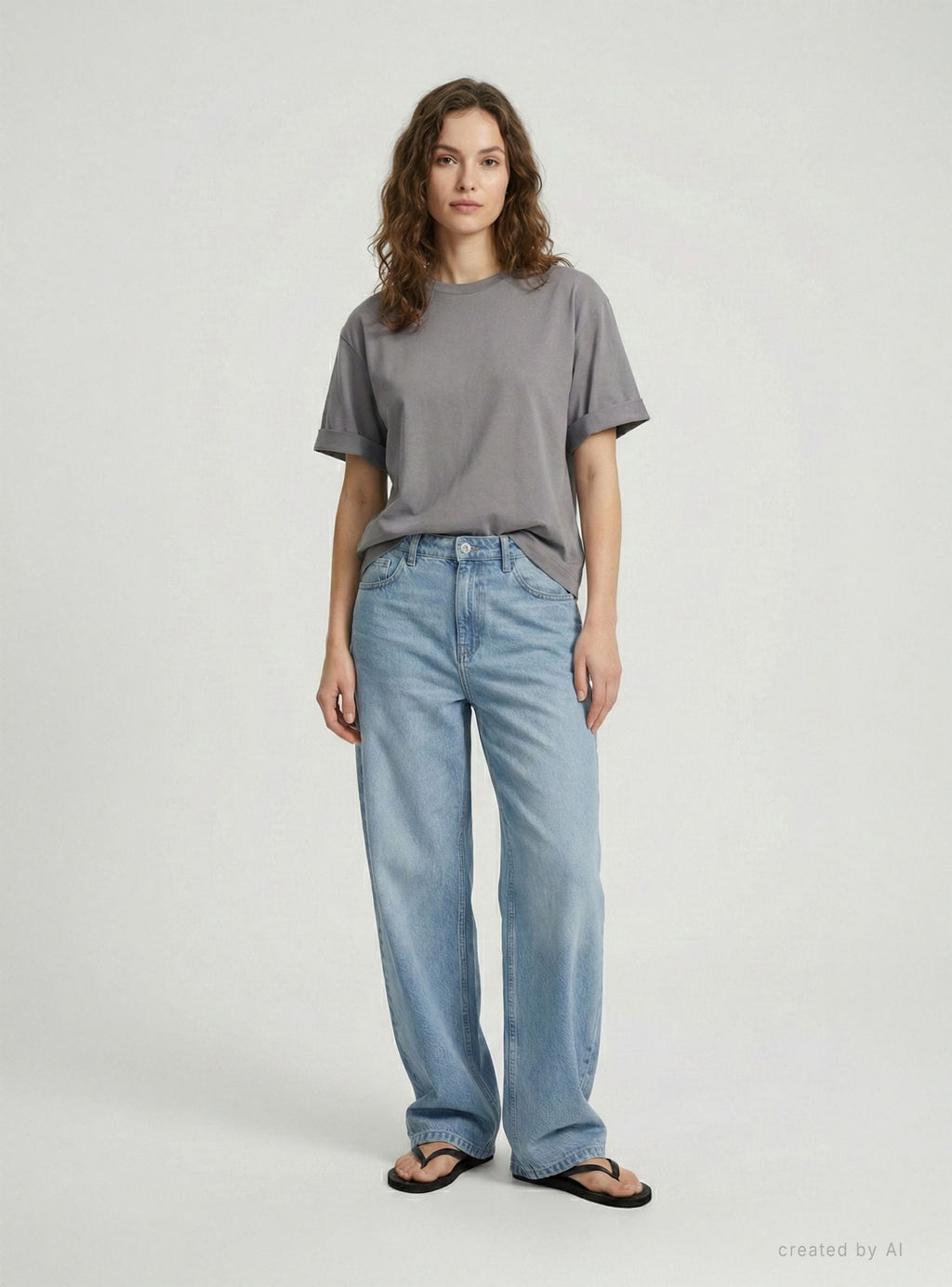 Light Denim Plain Baggy Jeans