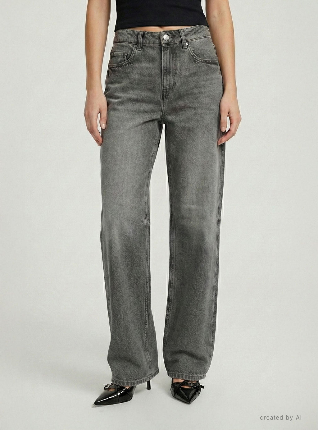 Vaqueros Pierna Ancha Gris Denim