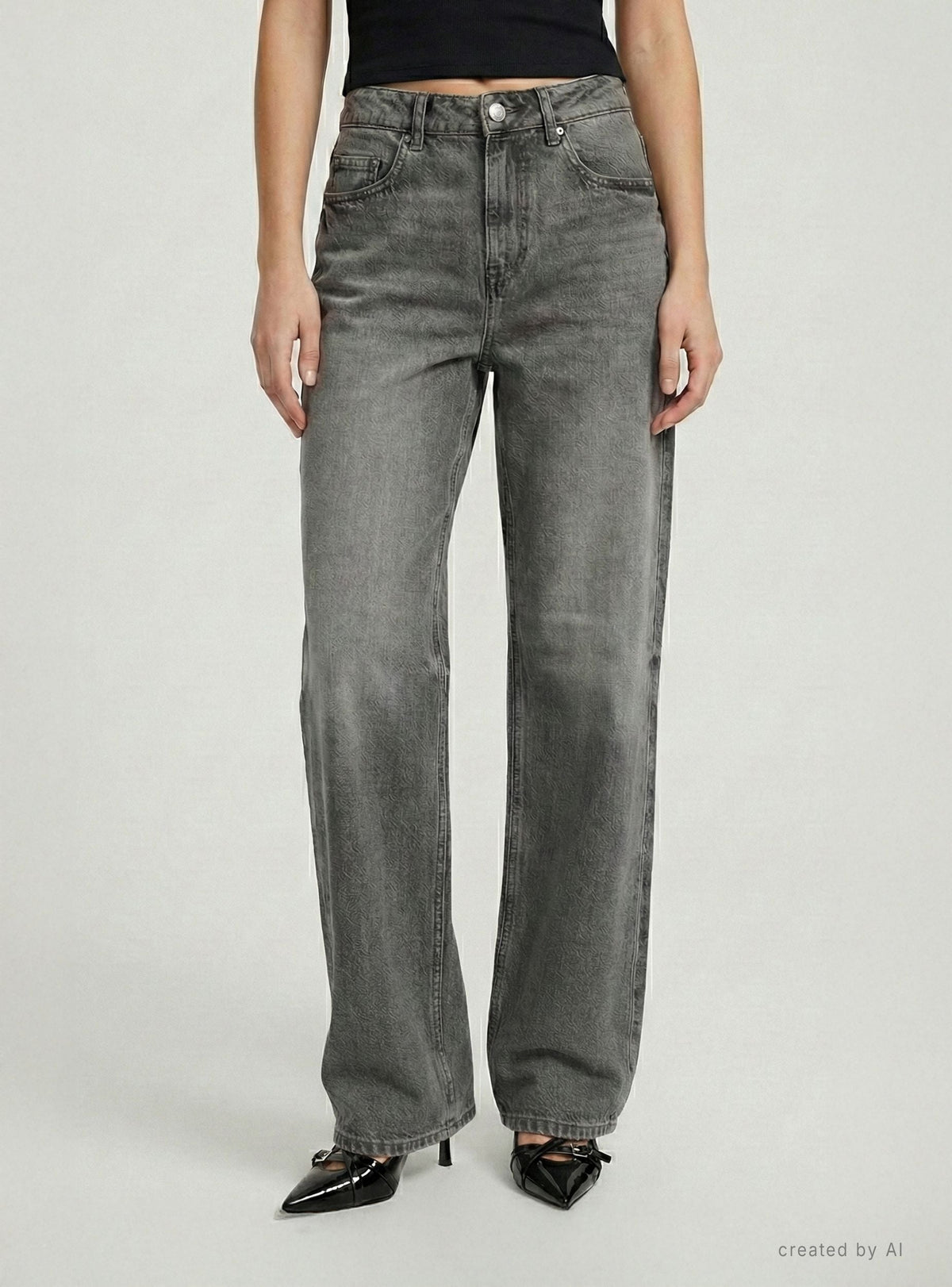 Vaqueros Pierna Ancha Gris Denim