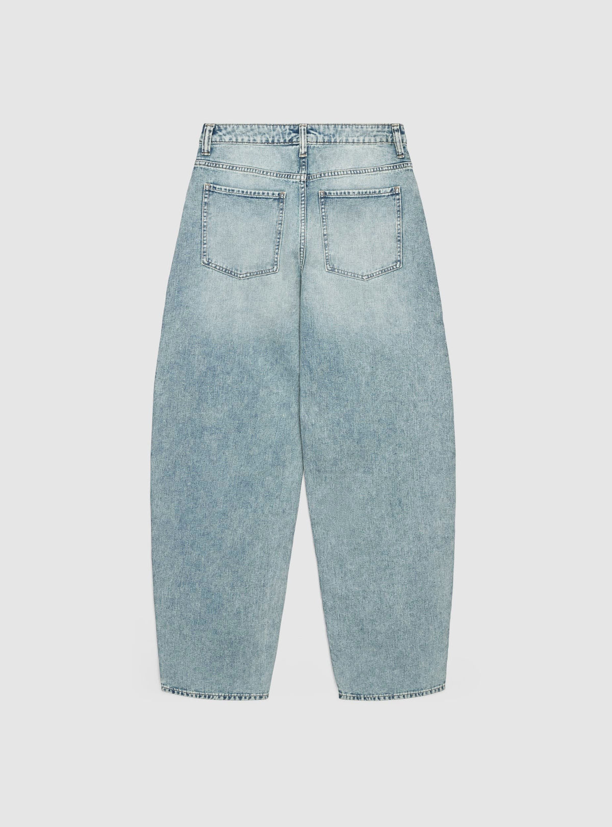 Light Denim Blue Balloon Jeans with Rhinestone Appliqués