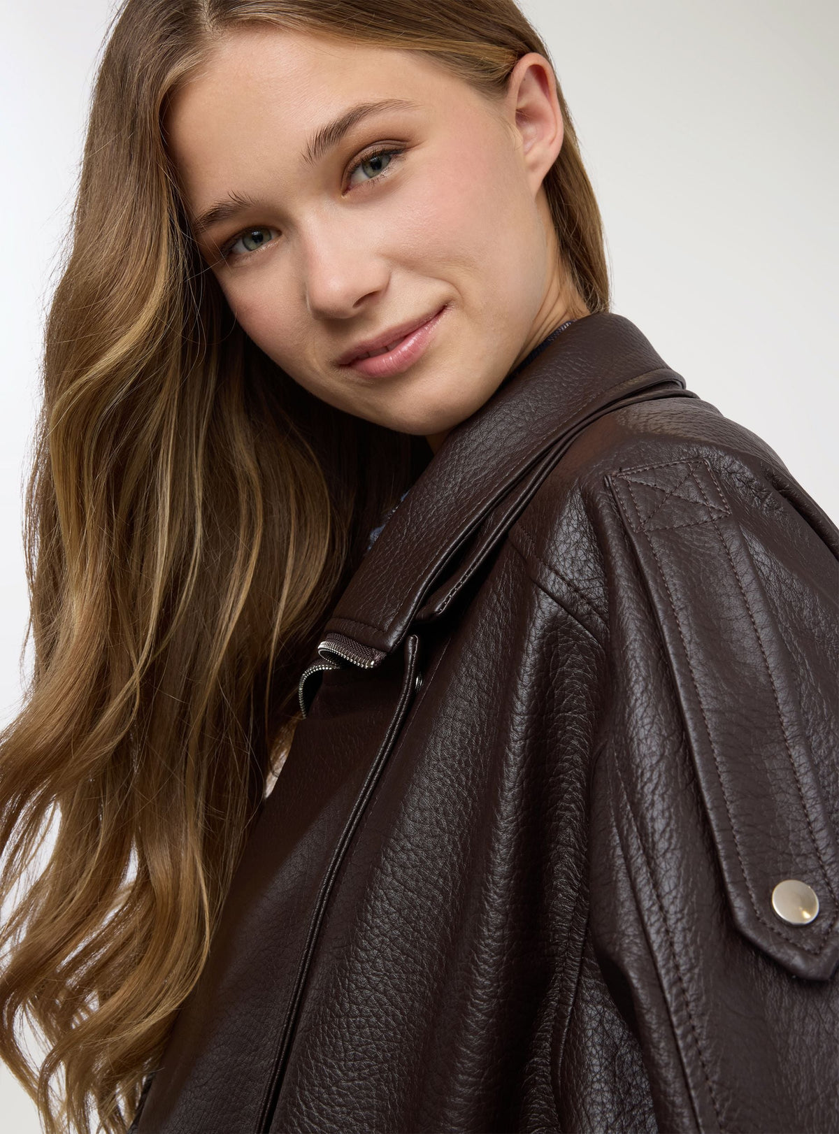 Oversized faux leather biker jacket