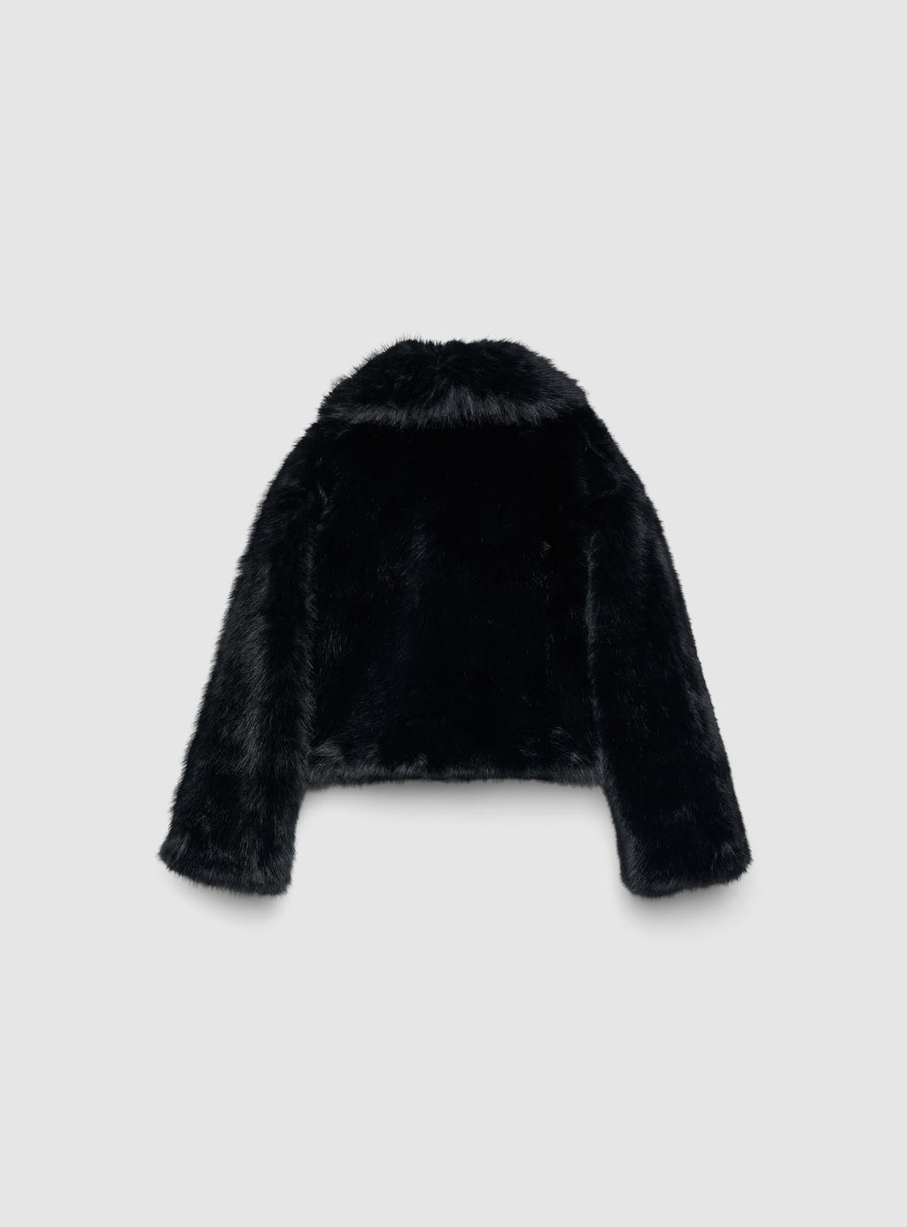 Chaqueta Corta con Cuello Efecto Pelo Largo Negro