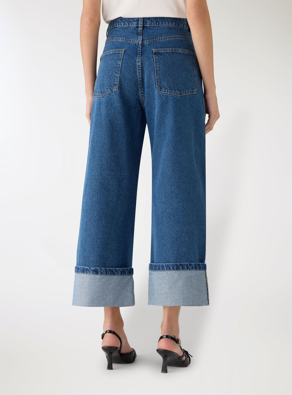 Wide-Leg Cuff Jeans Medium Denim Blue