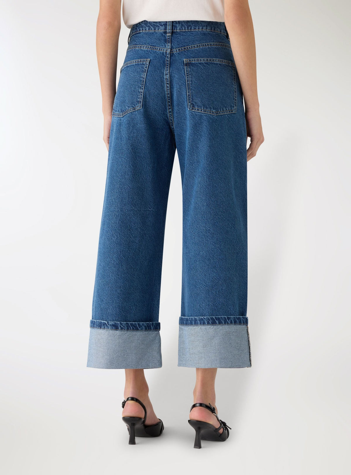 Wide-Leg Cuff Jeans Medium Denim Blue