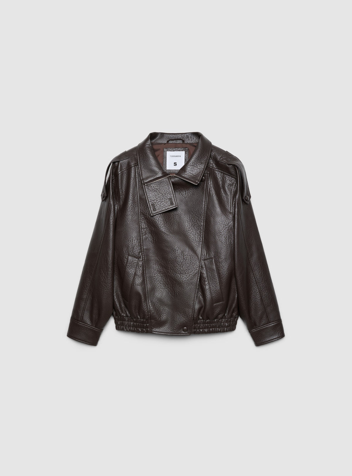 Chaqueta Bomber con Cuello Alto Cacao
