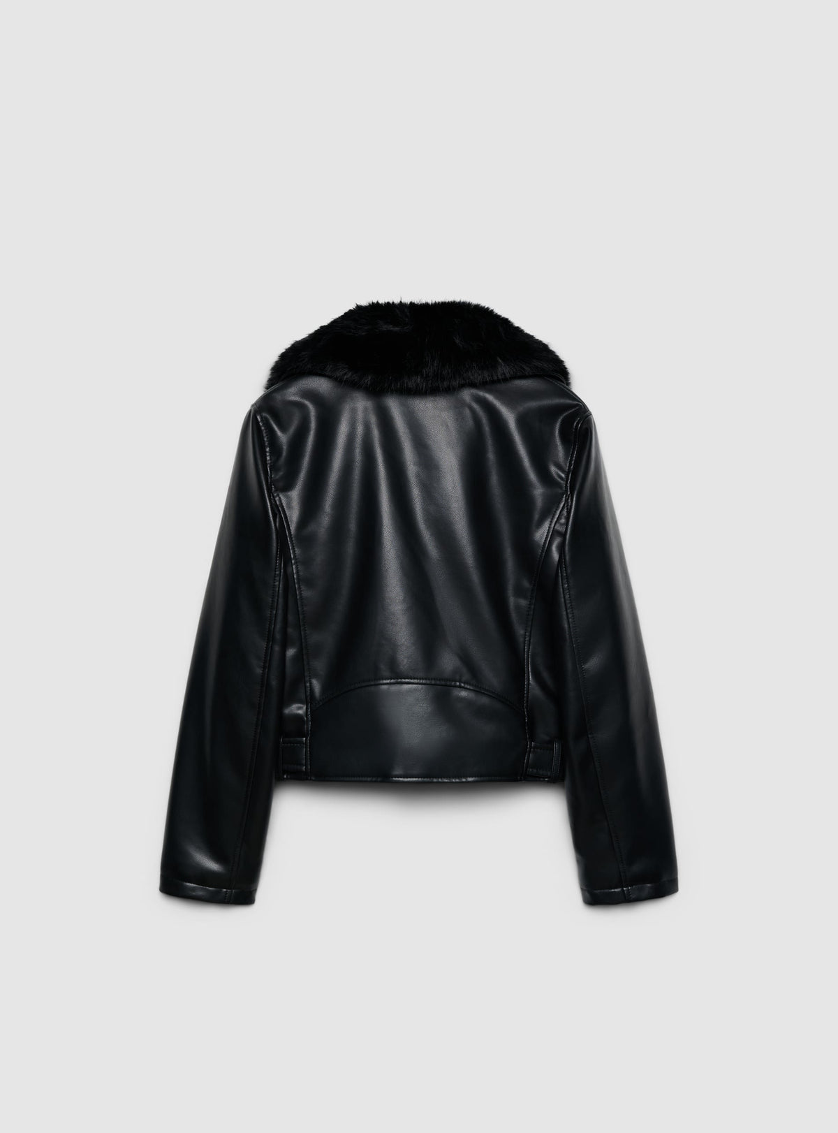 Black Faux Fur Collar Biker Jacket