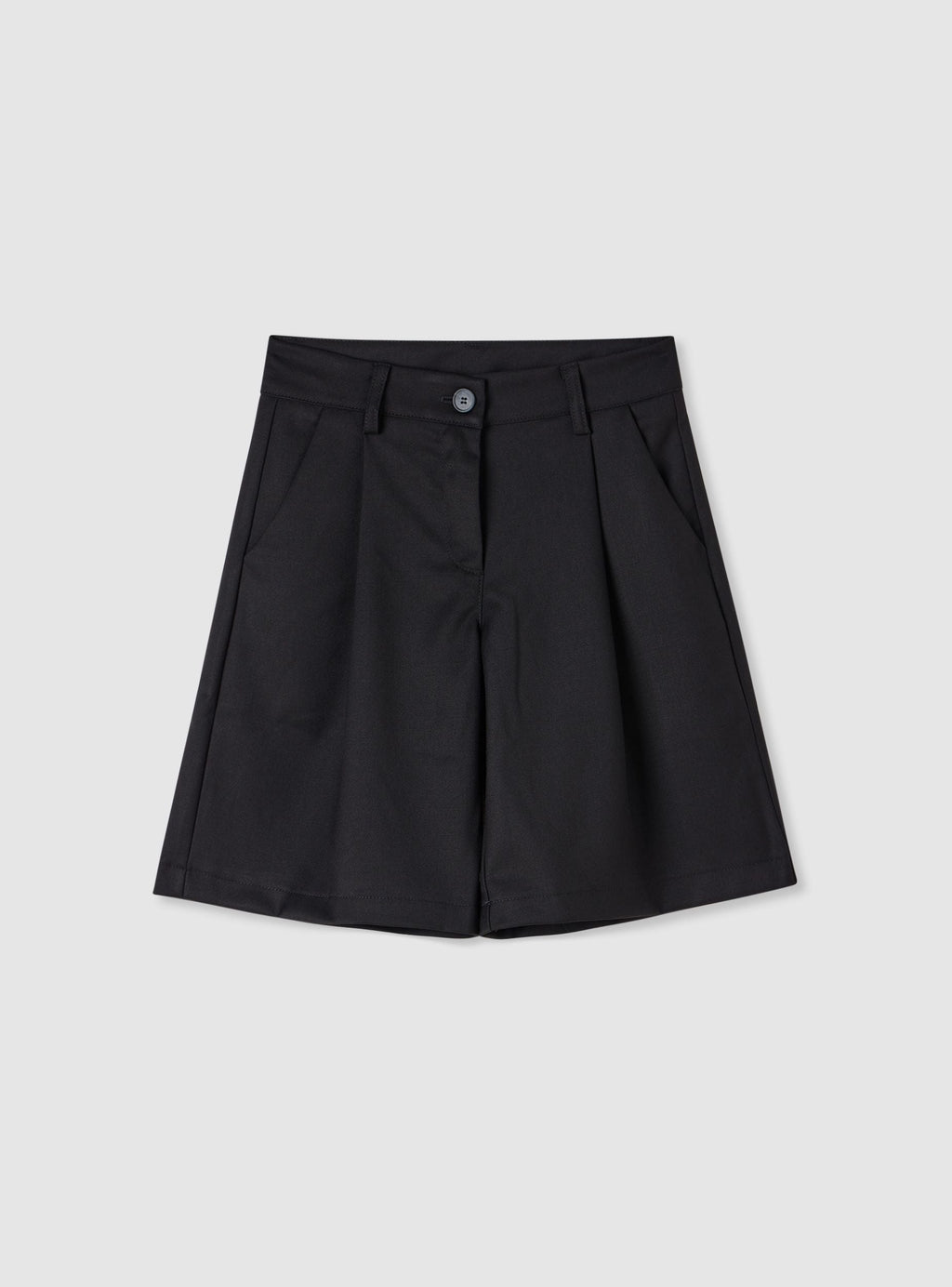 Solid Black Bermuda Shorts