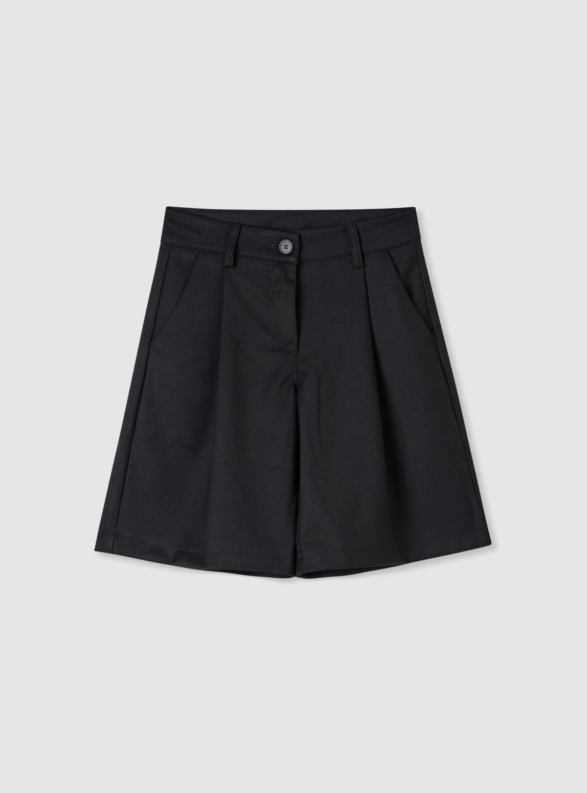 Solid Black Bermuda Shorts