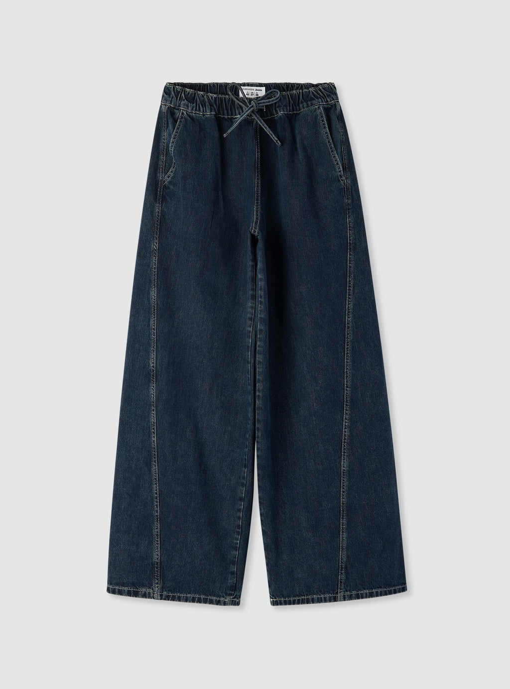 Dark Denim Wide Leg Drawstring Jeans